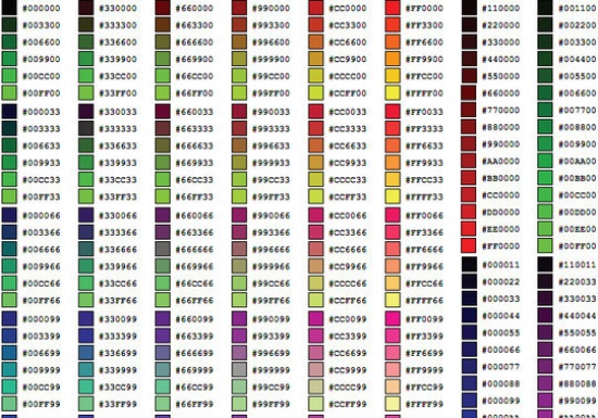 RGB Colour codes